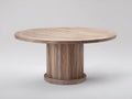 Gartentisch Holz 150x150x75 cm - Naturholz - rundes Design mit geriffeltem Säulenfuß