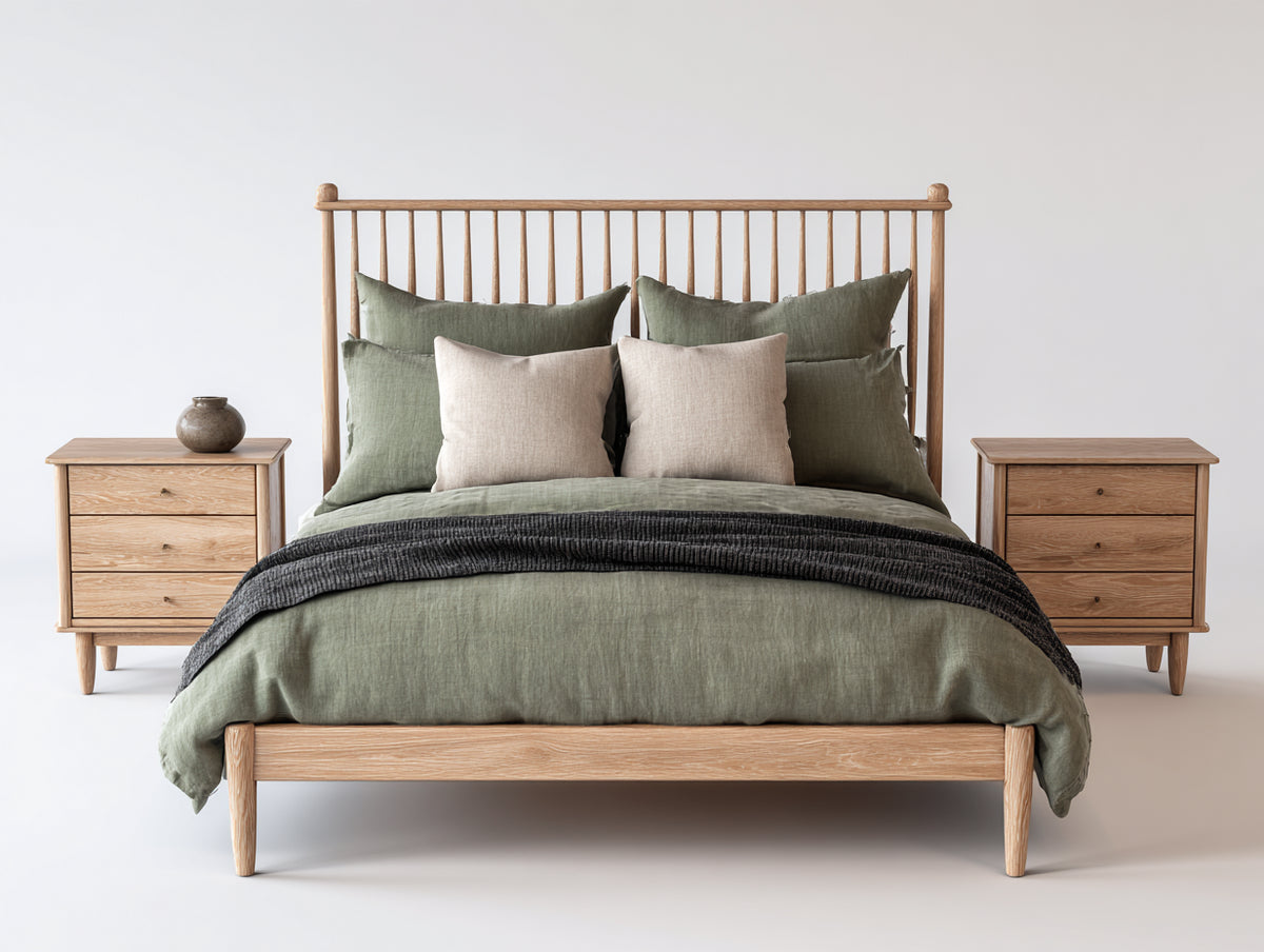 Doppelbett Holz 200x180x120 cm - Naturholzfarben - skandinavisches Design