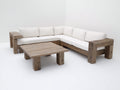 Gartensofa Holz 260x260x82 cm - Naturholz-Weiß - Eckdesign mit Polsterauflagen