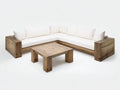 Gartensofa Holz 250 x 250 x 75 cm - Naturholz-Weiß - Eckform mit Gartentisch im rustikalen Design