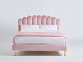 Doppelbett Stoffbezug 200x180x120 cm - Rosa - modernes Design mit gepolstertem Kopfteil