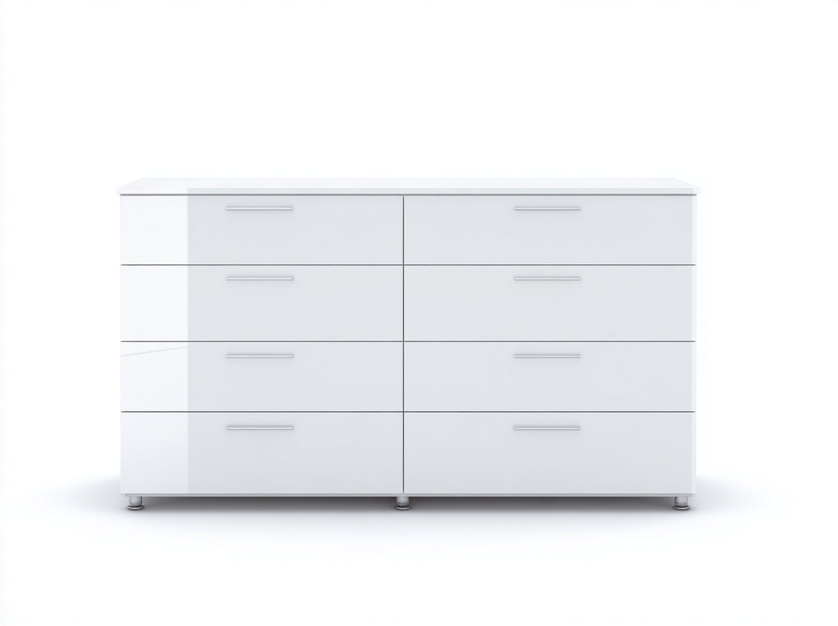 Kommode mit Schubladen Holzwerkstoff 140 x 40 x 90 cm - Weiß - 8 Schubladen modernes Stauraumdesign