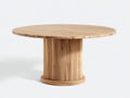 Gartentisch Holz 150x150x75 cm - Naturholz - rundes Design mit geriffeltem Säulenfuß