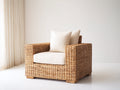 Polyrattan Gartensessel 85 x 82 x 78 cm - Braun - breite Armlehnen mit kubischem Geflechtdesign