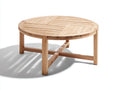 Gartentisch Holz 110 x 110 x 45 cm - Naturholz - runde Lattenplatte mit Kreuzverstrebung