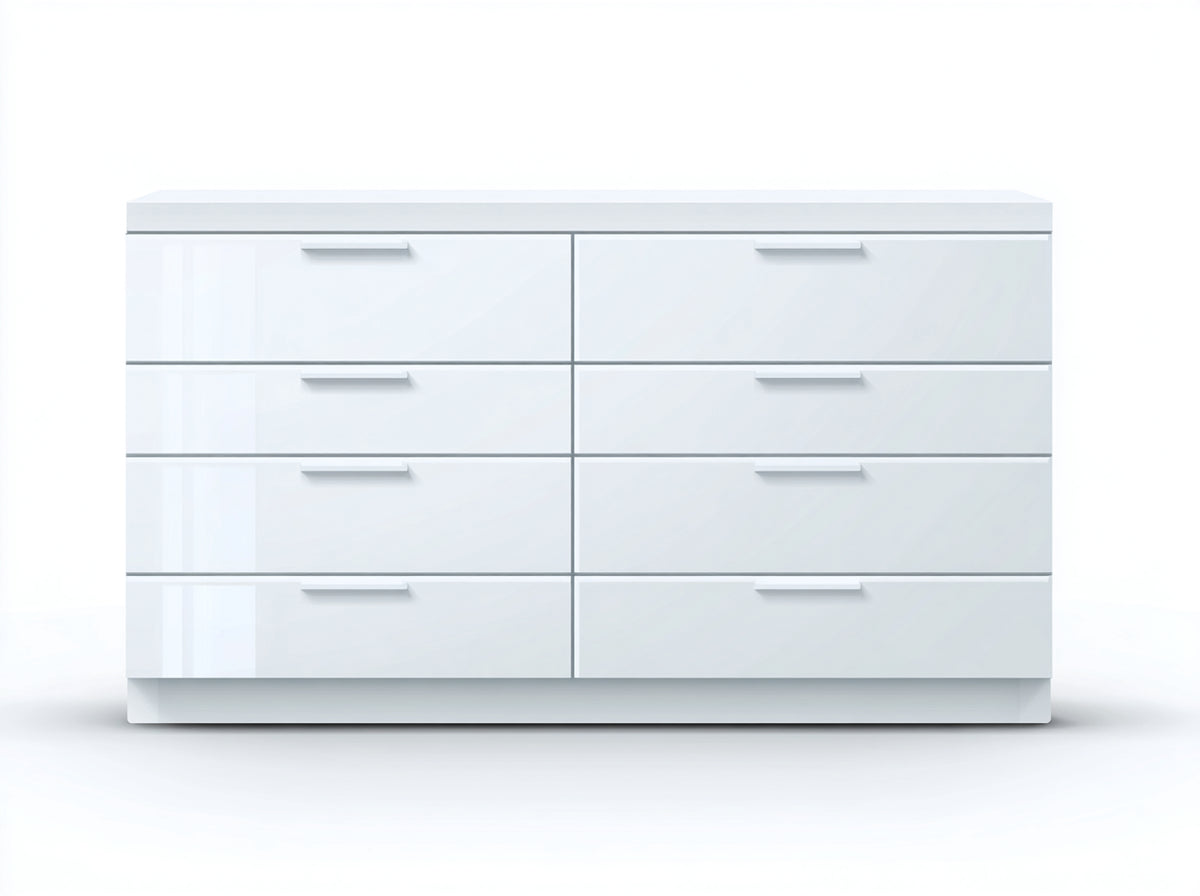 Kommode mit Schubladen 140 x 40 x 80 cm - Weiß - modernes Design mit 8 Schubladen