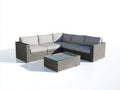 Gartensofa aus Polyrattan 240 x 240 x 75 cm - Grau-Hellgrau - Quadratische Eckform mit Couchtisch