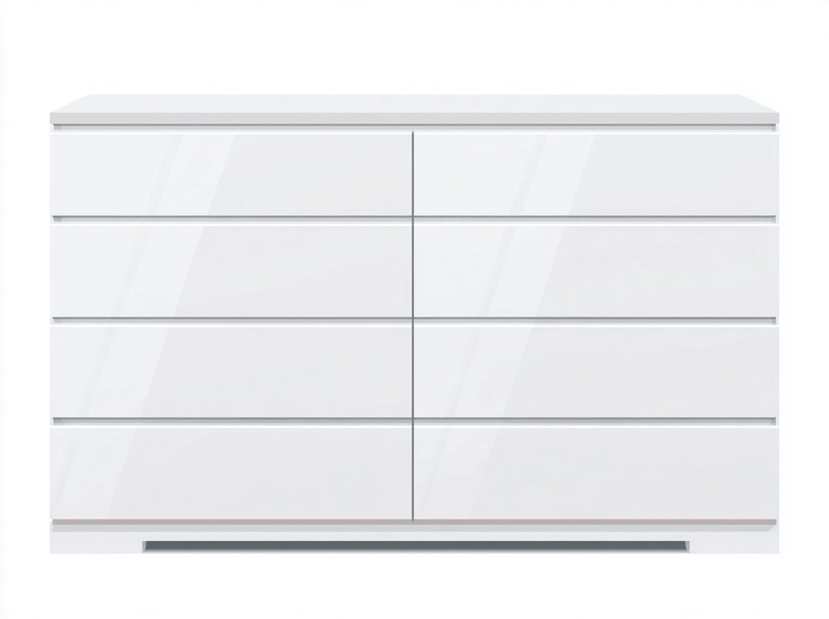 Kommode mit Schubladen Holzwerkstoff 140 x 40 x 90 cm - Weiß - 8 Schubladen griffloses modernes Design