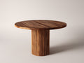 Gartentisch aus Holz 120 x 120 x 75 cm - Dunkelbraun - rundes Design mit geriffeltem Säulenfuß