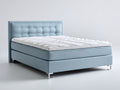 Doppelbett Stoffpolsterung 215 x 180 x 115 cm - Hellblau - gepolstertes Kopfteil mit Knopfheftung modernes Design